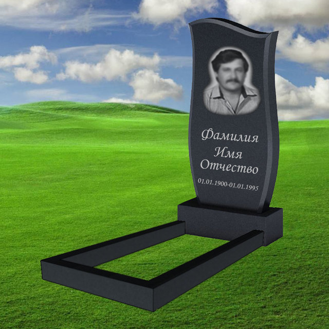 Памятник из гранита В-011. Полный комплект (Стела+Тумба+Цветник+Текст)