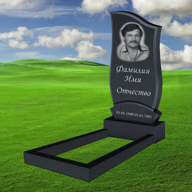 Памятник из гранита В-013. Полный комплект (Стела+Тумба+Цветник+Текст)