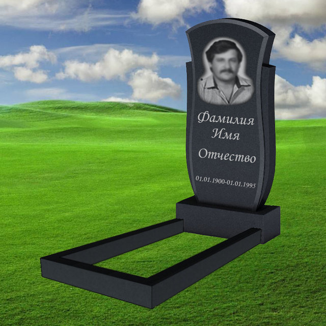 Памятник из гранита В-015. Полный комплект (Стела+Тумба+Цветник+Текст)