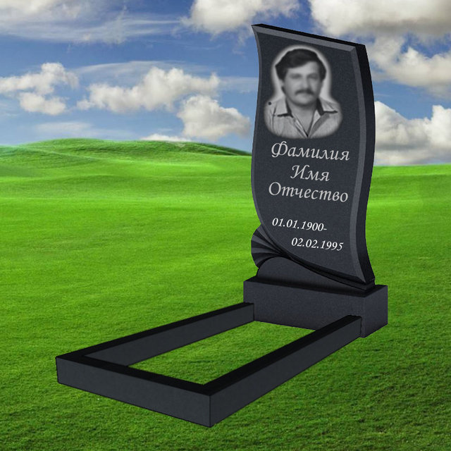 Памятник из гранита В-022. Полный комплект (Стела+Тумба+Цветник+Текст)