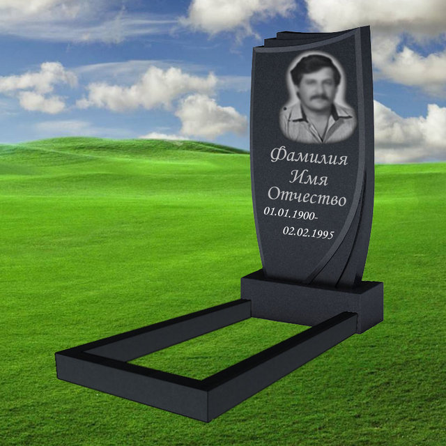 Памятник из гранита В-025. Полный комплект (Стела+Тумба+Цветник+Текст)