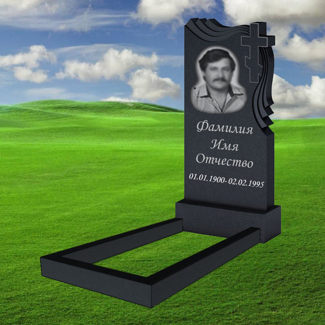 Памятник из гранита В-032. Полный комплект (Стела+Тумба+Цветник+Текст)